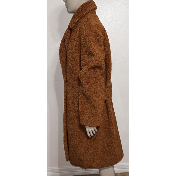 Maeve by Anthropologie Brown Silas Sherpa Long Coat Two Button Front Sz Med NWTs - Picture 4 of 14